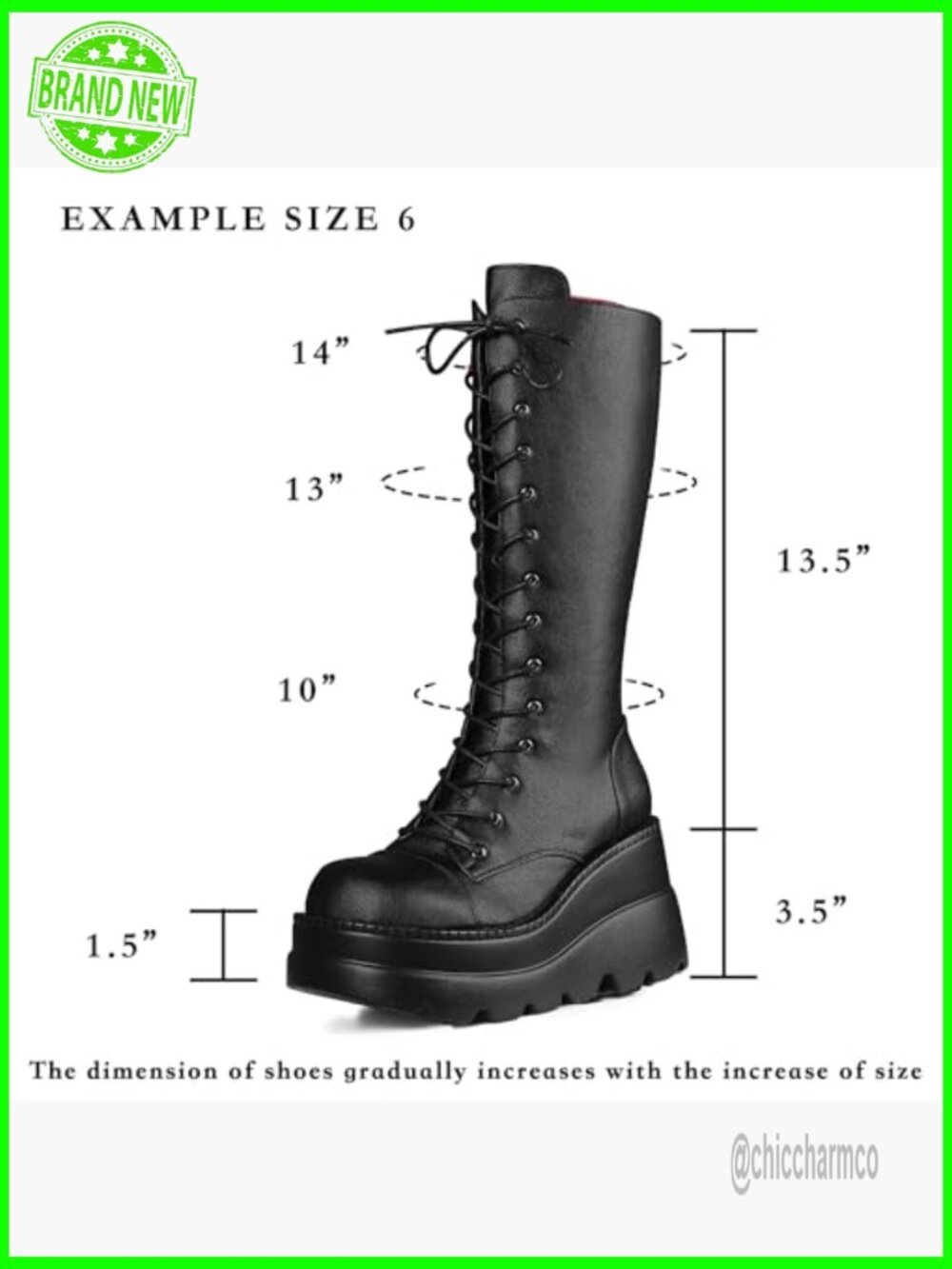 Mid Calf Wedge Platform Combat Boots Chunky Heel Punk Zip - Picture 5 of 7